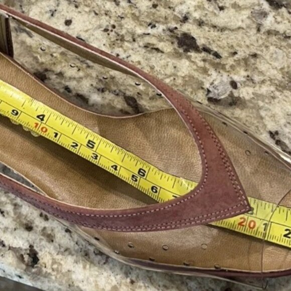 Vintage California Magdesians Women’s Clear Vinyl Suede Trim Peep Toe Size 6M - Picture 12 of 12